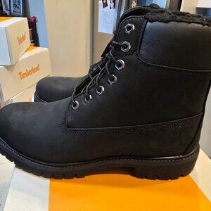 MENS TIMBERLAND 6 INCH PREMIUM WARM LINED BLACK NUBUCK BOOTS SIZE 12 NEW
